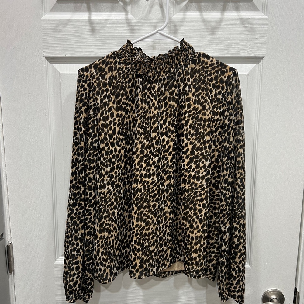 J. Crew Animal Print Blouse - Black and Brown